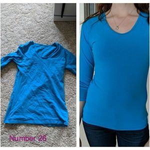 Blue Scoop Neck, Mid Sleeve Shirt